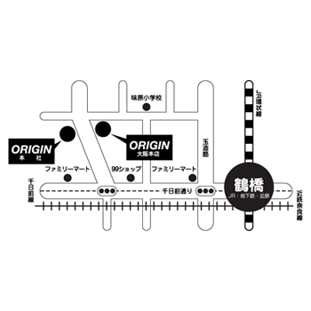 株式会社オリジン本社·大阪本店地図画像